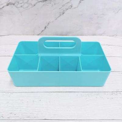 China 2020 8 Divides High Quality Viable Acrylic Kitchen Organizer Blue Acrylic Food Storage Box With Handle for sale