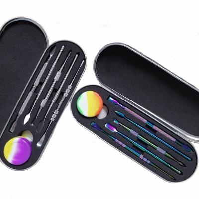 China Professional Stainless Steel Wax Carving Tools Kit Rainbow Color Spoon With Silicone Jar 10.5-12 cm for sale