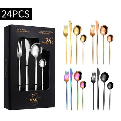 China Sustainable High quality Stainless steel 304 gold flatware, matte gold spoon fork knife cutlery set for sale