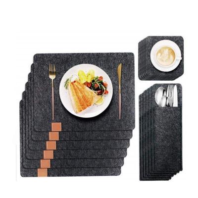 China Other Premium Glass Coasters Felt Coasters Set of 6 Square felt coasters protect table and bar for sale