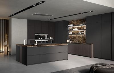 Cina Arredamento di cucina nero moderno stile moderno con bar da pranzo in vendita