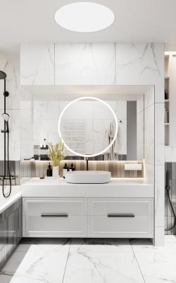 China Gepersonaliseerde moderne witte badkamer vanity met opslagkast Te koop