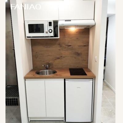 China Custom Kitchen Countertop With Cabinet Mini Hotel Apartment Kitchenette Modular Melamine Kitchen Cabinets for sale