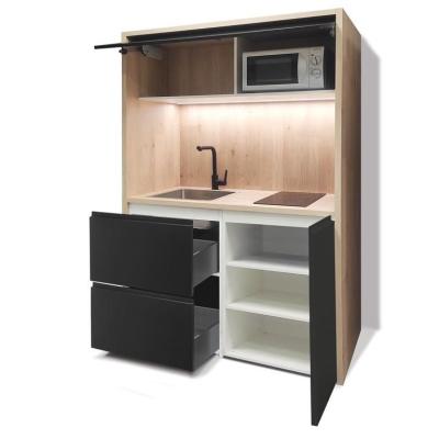 China Custom Ready to Assemble Melamine Hotel Modern Mini Kitchen Cabinet for Project for sale