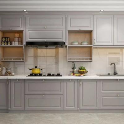 China Customized Modern PVC Kitchen Cabinets L Shape Classic Grey Kitchen Cabinet for sale