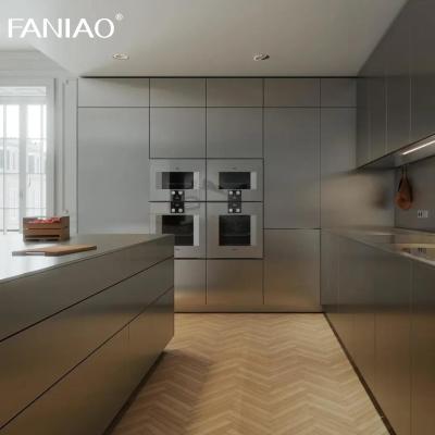 China Manufacturer High Quality European Style Luxury 304 Stainless Steel Kitchen Cabinet Kitchen Furniture Apartment for sale