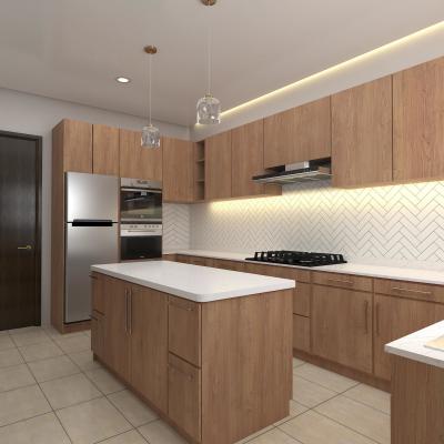 China Customized Modern Luxury Modular Kitchen Cabinet Lacquer Wood Grain Kitchen Cabinet for sale