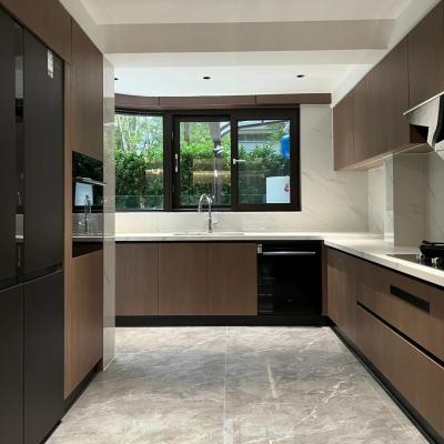 China Professional Good Price Complete Wooden Veneer Kitchen Design Modern Cupboards For itchen Cabinet for sale