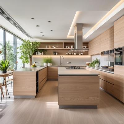 Cina Fabbrica Moderno Legno Naturale Granella Finitura Melammina Custom Cucine Armadi in vendita