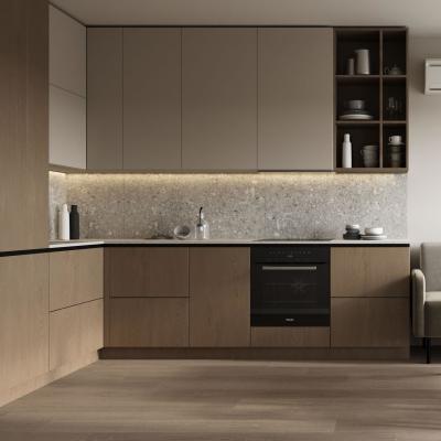 Cina Cucine Armadi in legno con Isola di Marmo Matt Finish Armadio Manicotti di Legno Veneer Armadio da cucina per appartamento in vendita