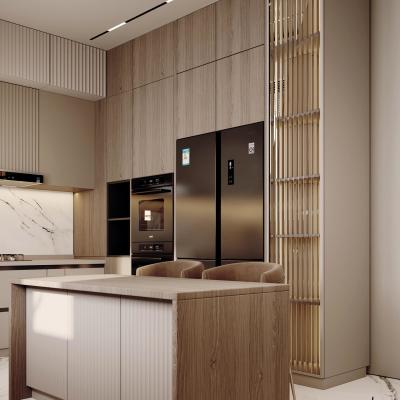 China Professional Suppliers Custom Wood Grain Kitchen Cabinets Solid Wood Kitchen Cabinet for sale