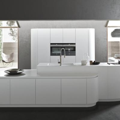 China 2025 Diseño de gabinete de cocina Modular Muebles modernos de madera Pantry gabinete de cocina de laca blanca en venta