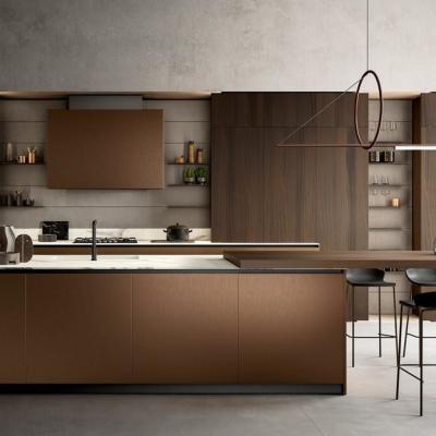 Китай Automatic Luxury Modern Wood Grain Kitchen Cabinets Design Home Kitchen Cabinets Unit Island продается