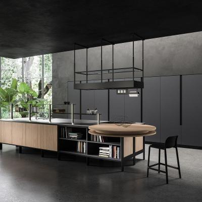 Cina Arredamento di cucina Arredamento di cucina di lusso Moderno Smart Modulare Disegno Pannello di porta in rivestimento in legno Arredamento di cucina a parete in legno con isola in vendita