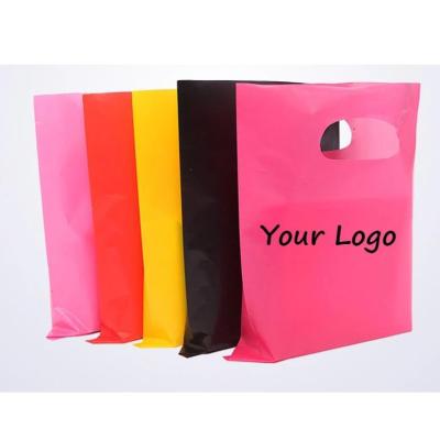 China Recyclable Transparent Frosted Plastic Poly Shopping Bags Bread Package LDPE Bag Die Cut Plastic Sachet With Handle for sale