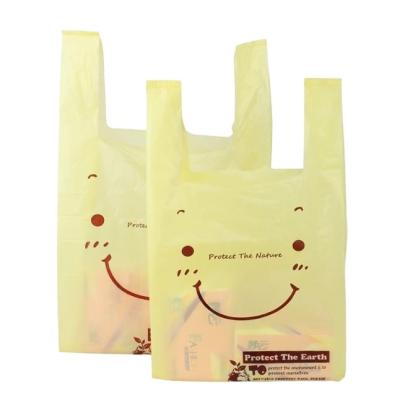 China Recyclable Custom Printed Plastic Restaurant Shopping Bag T-shirt Food Plastic Bag Packaging Spike Out Bags for sale