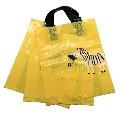 China Recyclable Carry To Go Take Away Bag Soft Plastic Clip Loop Plastic Handle Shopping Bag With Handle for sale