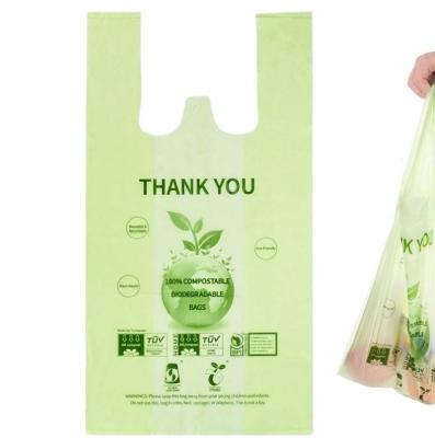 China Recyclable Grocery Bags T-shirt Bags Reusable Compostable Biodegradable Thank You Reusable Eco-Friendly Take-Out Shopping Bags for sale