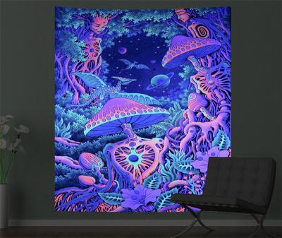 China Jacquard Tapestry Wall Hanging Bohemian 3d Psychedelic Tapestry Printing Fluorescent Tapestry for sale