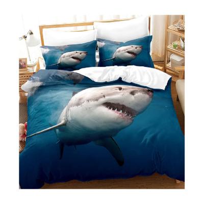 China Custom Folded Flourish Duvet Cover Digital Printing Shark Comforter Cover Set Pillow Cases 3d Printed Bedding Set for sale