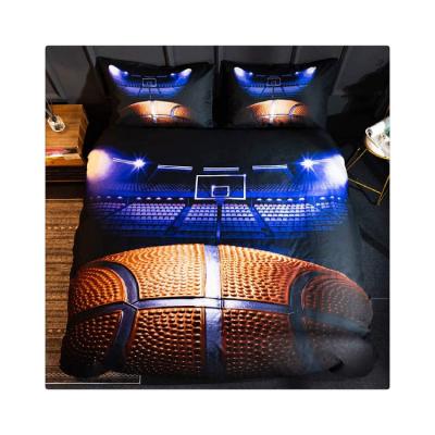 China Low Price 3D Youth Basketball Folded Pattern Printed Bedding Set 3 Piece Full Size Duvet Cover Set Sheets For Boy'room for sale