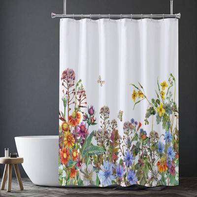 China Custom Made High Quality Viable Pattern Print Flower Curtain 100% Polyester Factory Price Polyester Factory Price Waterproof Shower Curtains for sale