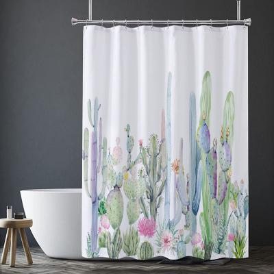 China Dongguan Sustainable Wholesale Shower Curtain Sets With Hook Free Polyester Fabric Bathroom Sets Channel Shower Curtain for sale