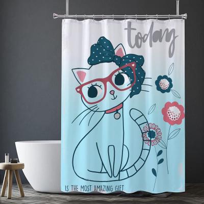 China Sustainable Painting HD Custom Printing Waterproof And Rust Proof Bath Shower Curtain For Bathroom With Free Hook for sale