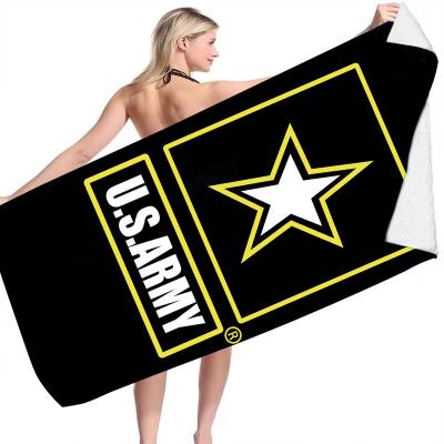 China Disposable Wholesale Cotton Microfiber 100% Quick Dry Design Logo Beach Towel Customized Made Print Bathing Towel for sale