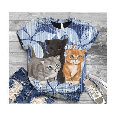 China Wholesale Cheap Wholesale T-shirt Anti-Wrinkle Screen Printing Custom Cartoon Cat Print Soft And Comfort Printed Logo Mens T Shirts for sale