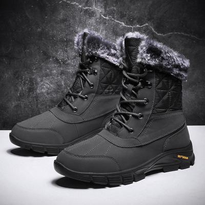 China Winter Waterproof Men's Fur Boots Fashion Duck Botas Winter Shoes Warm Leather Snow Boots for sale