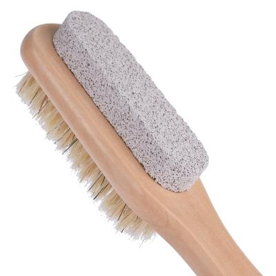 China All Natural 2 in 1 Dead Skin Callus Remover Foot Scrub Bristle Natural Double Sided Pumice Wood Rubbing Strip Exfoliate Nail Cleaning Brush for sale