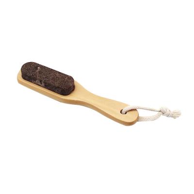 China Spa Hot Cream Folder Callus Remover Sale Natural Volcanic Lava Pumice Stone Foot Brush Cleaner With Wooden Handle for sale