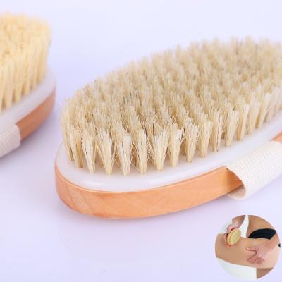 China EXFOLIATING Eco-Friendly Natural Boar Hair Oval Hand Grip Bath Brush Massage Bath Bamboo Wooden Brush Body Skin Cleaning Brush Deep Clean for sale