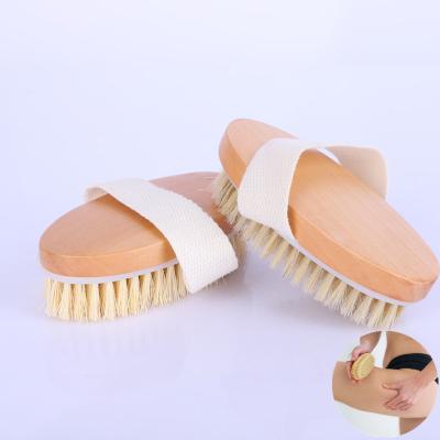 China EXFOLIATE Wholesale Boar Oval Wooden Natural Bristle Body Dry Bath Brush For Shower for sale