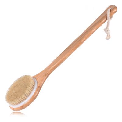 China Wooden Body Handle Long Back Brush Natural Bristle Shower Massage Body Bath Brush for sale