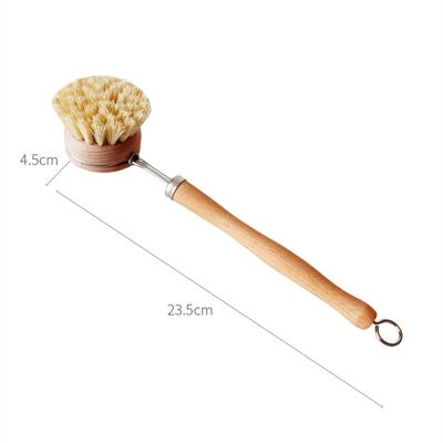 China Viable All Nature Beech Long Handle Wooden Bowl Bottle Pot Pot Pan Pot Dish Vegetable Brush for sale