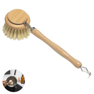 China Sustainable Home Kitchen Brush Dish Brush Bamboo Handle Sisal Cleaning Brush Natural for sale