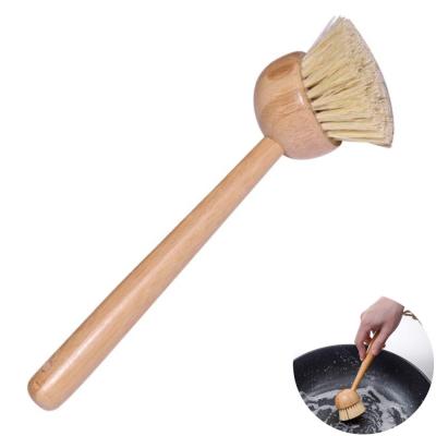 China Sustainable high quality natural bamboo brush handle sisal pot pot cleaning brush for kitchen for sale