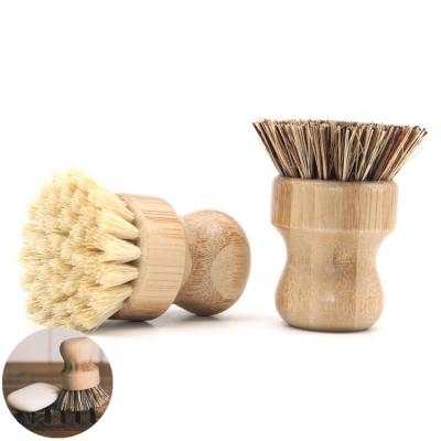 China OEM Sustainable Bamboo Handles With Sisal Fibers Or Palm Fiber Dishes Cleaning Brush For Kitchen Cleaning for sale