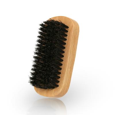 China Hot Selling Beards Rectangle Beech Handle With Natural Boar Stiffens Portable Beard Brush for sale