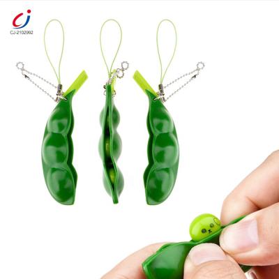 China 2021 Plastic Hot Plastic Cheap Decompression Cute Novelty Cheeky Person Pea Head Chain Squeeze Toy for sale