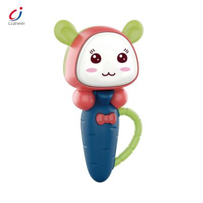 China Eco-Friendly Plastic Rabbit Shape Carrot Stick Musical Teether Toys Baby With Lights CJ-2014161 for sale