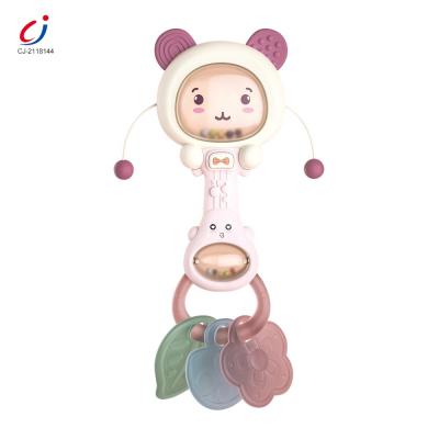 China Toy Newborn Soft Silicone Plastic Soft Hand Shaking Bell Cartoon Baby Toy Rattle Sensory Teether for sale