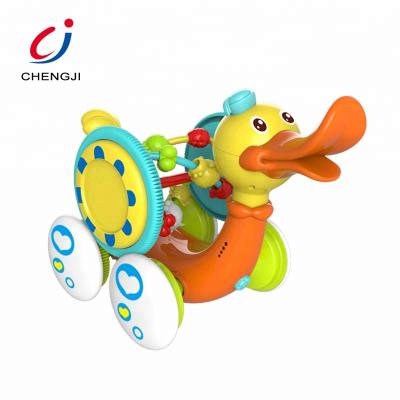 China Funny cute plastic baby carry cartoon duck car educational bump and go toys CJ-1207728 for sale