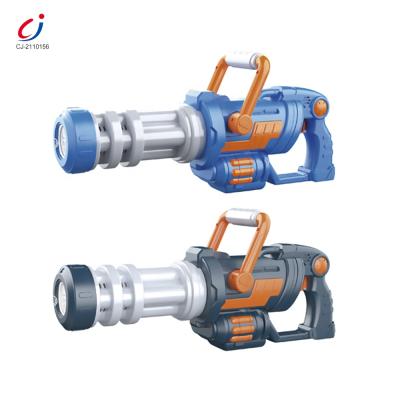 China Plastic Toy Outdoor Electric Musical Automatic Blaster Summer Children Bubble Gatling Gun for sale