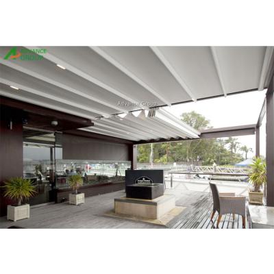 China Waterproof Aluminum Garden Gazebo Awning Pergola Roof Cover With Side Blinds for sale