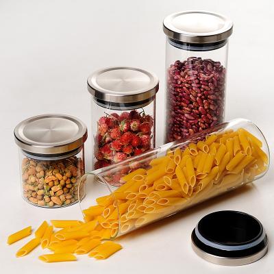 China Viable airtight glass jar for kitchen storage with stainless steel lid glass mason jar wholesale for sale