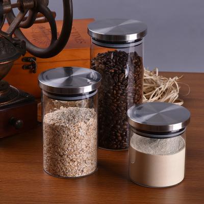 China Sustainable Glass Storage Canister , Clear Jar With Stainless Steel Lid for sale