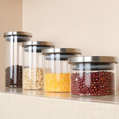 China Sustainable Best Price Food Storage Containers Candy Cookie Cylinder Glass Jar for sale